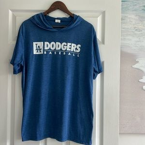 Men’s LA Dodgers blue hooded short sleeve t shirt size XL